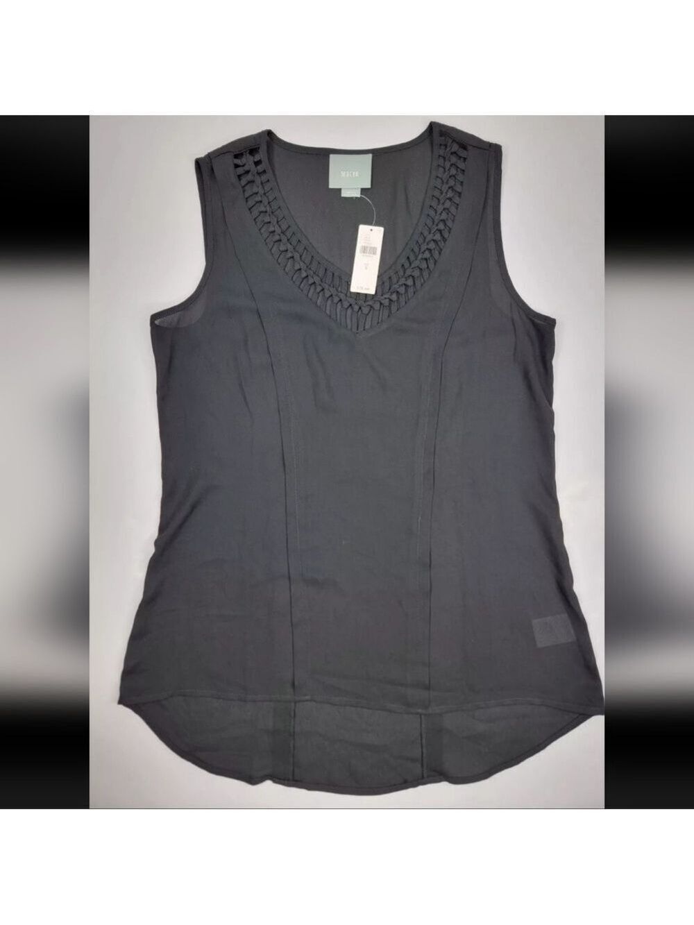 NEW Maeve Womens Small Tank Blouse Top Sleeveless Pullover Black V-Neck NWT